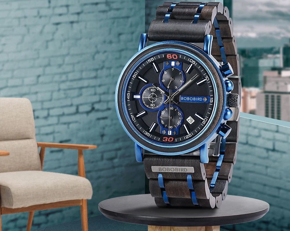reloj hombre BOBO BIRD New Wooden Watch Men Top Brand Luxury Chronograph Military Quartz Watches for Man Dropshipping Customized