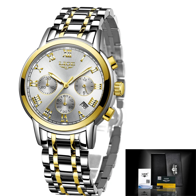 LIGE 2024 New Fashion Women Watches Ladies Top Brand Luxury Creative Steel Women Bracelet Watches Female Quartz Waterproof Watch