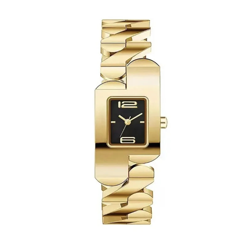 Fashion Leisure Business Watches for women Quartz Women Watch Simple Elegant Square Dial Gold Stainless Steel Strap Waterproof