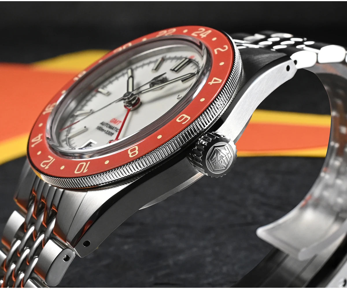 San Martin 39.5mm Limited Edition Full Lume Dial Automatic Mens Watch NH34 GMT 6H Date 10Bar Luxury Kol Saati SN0116W