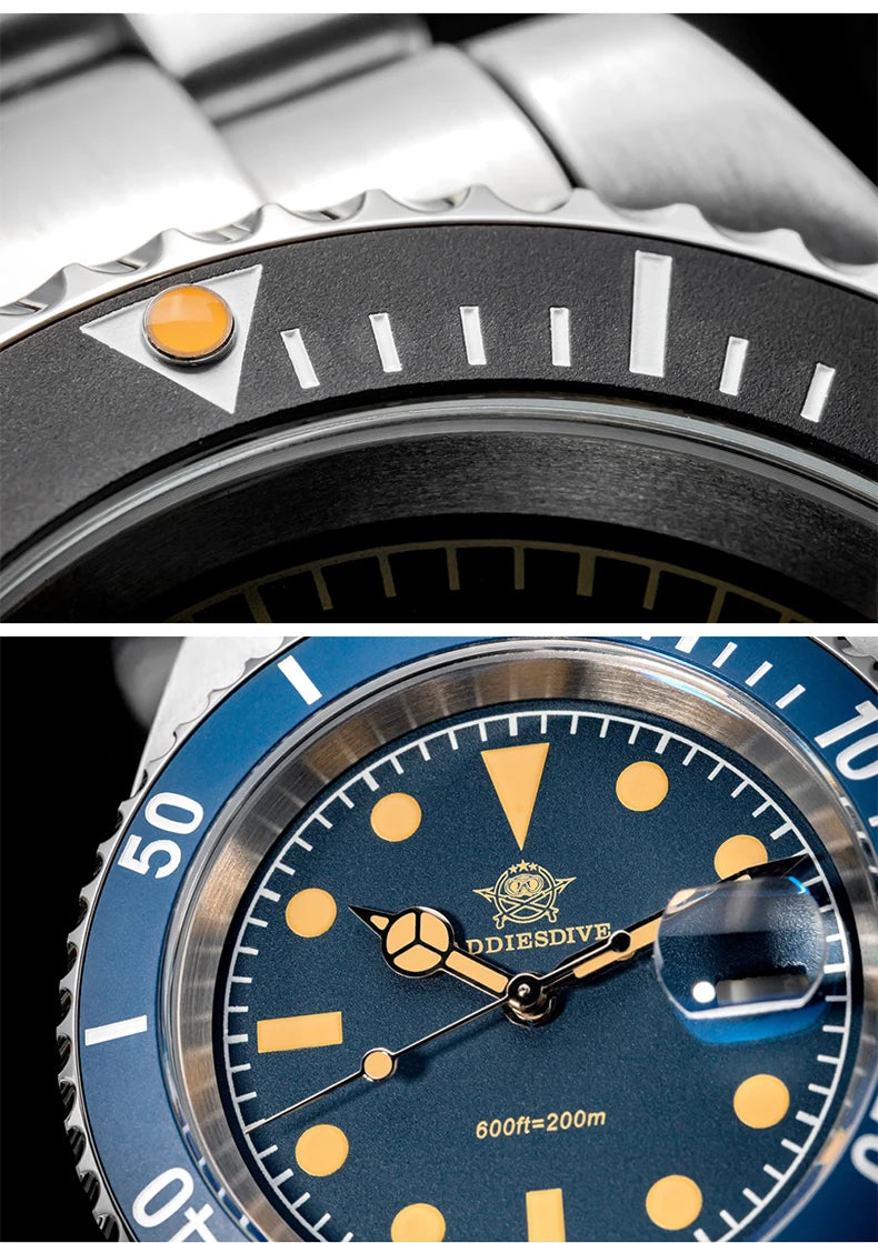 ADDIESDIVE AD2054 Quartz Watch 200M Waterproof Stainless Steel Men&