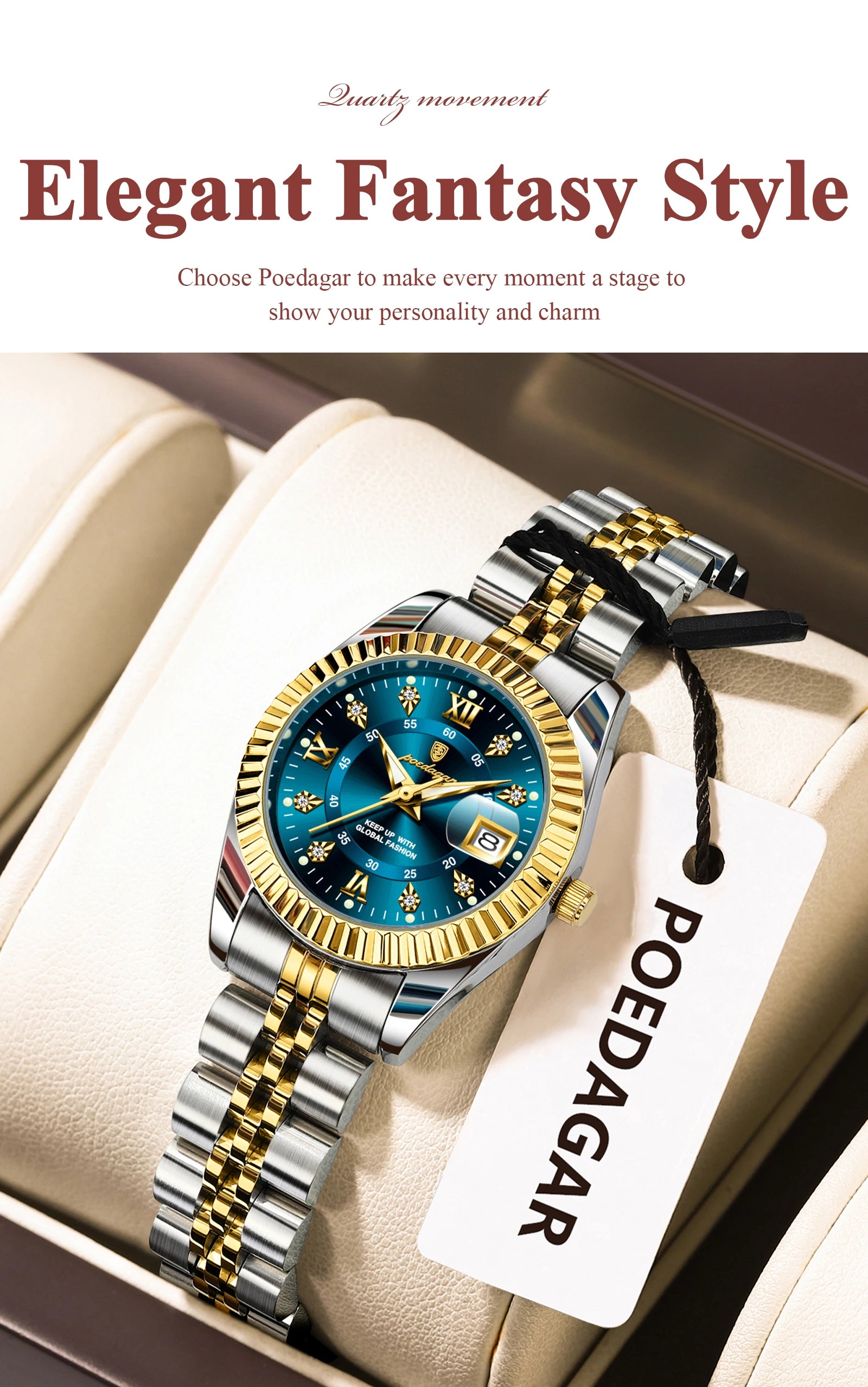 POEDAGAR Top Luxury Watch For Women Waterproof Stainless Steel Luminous Date Ladies Watch Quartz Fashion Elegant Women&