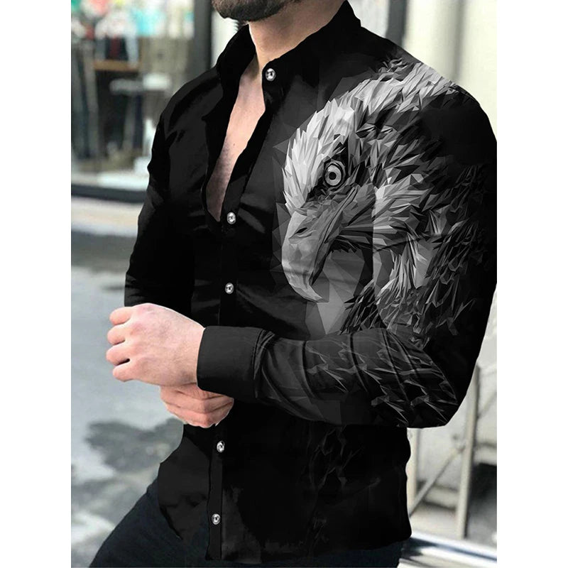 New Luxury Eagle Shirts American FLag 3d Printed Shirts Men Fashion Shirt Hawaiian Casual Beach Cardigan Blouse Men&