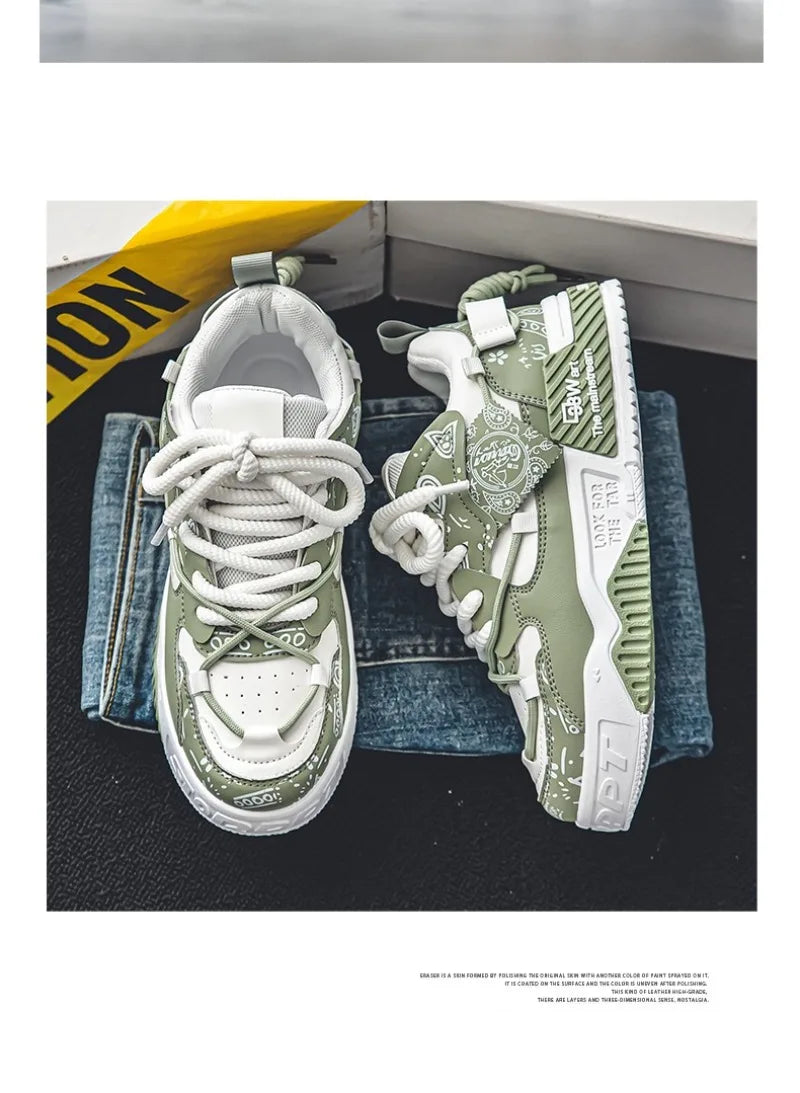 Sneakers for Men Fashion Brand Casual Shoes Youth Student Skateboard Shoes for Men Lace Up Vulcanized Shoes Platform Shoe Tennis