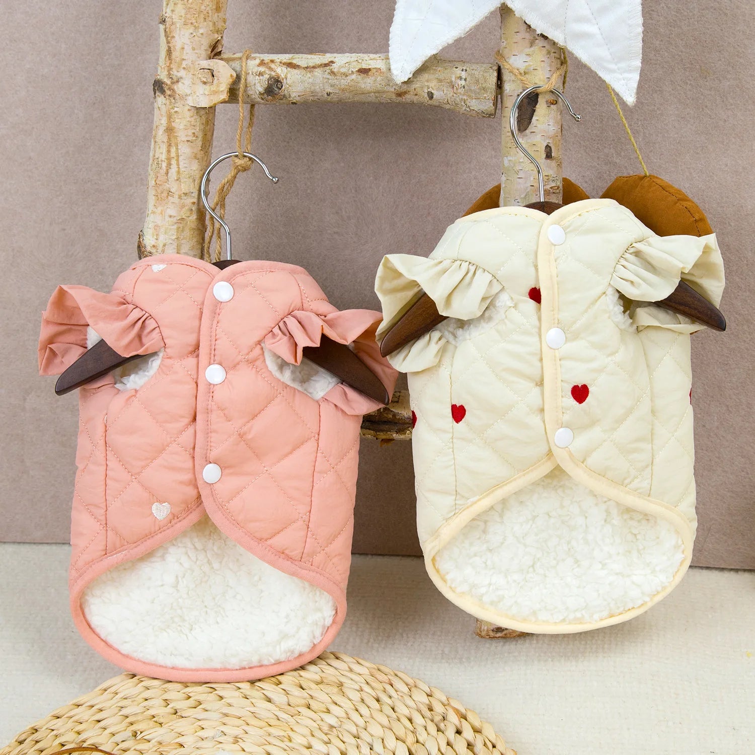 Dog Clothes Pet Clothing Small Dog Cat Warm Coat Autumn Winter Waterproof Comfortable 24 Love Flounced Sleeve Cotton Vest Outfit