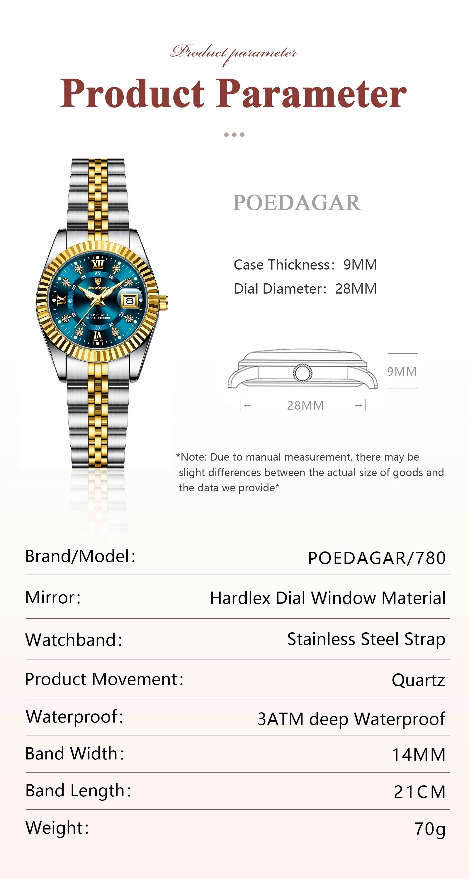 POEDAGAR Top Luxury Watch For Women Waterproof Stainless Steel Luminous Date Ladies Watch Quartz Fashion Elegant Women&