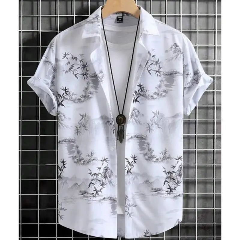 Fashion Shirt For Men 3d Ink Painting Prints Men&