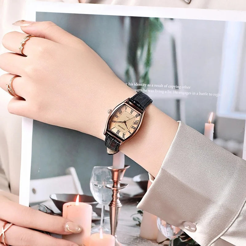 Watches for Woman Small Ladies Wristwatches Retro Brown Leather Bracelet Watch Quartz Wristwatches Reloj Mujer Relogio Feminino