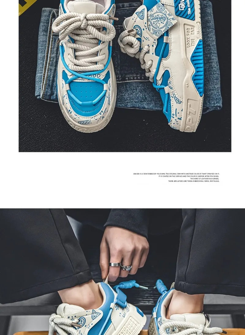 Sneakers for Men Fashion Brand Casual Shoes Youth Student Skateboard Shoes for Men Lace Up Vulcanized Shoes Platform Shoe Tennis