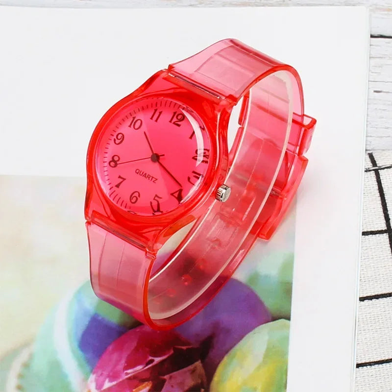 Casual Fashion Women Lady Silicone Jelly Quartz Watch Women Lovely Wristwatch Transparent Summer Candy Color Student Sport Clock