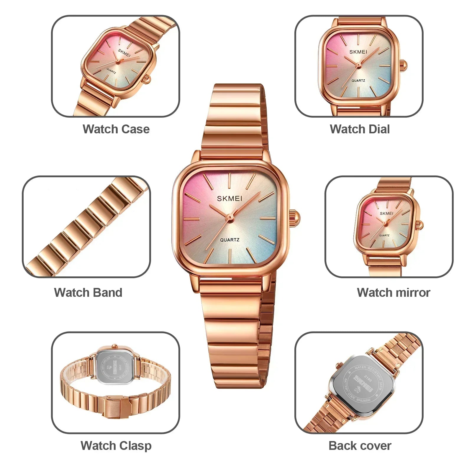 SKMEI 2190 For Ladies Female Girl Women Watches Waterproof Clock reloj mujer Luxury Stainless Steel Strap Quartz Wristwatch