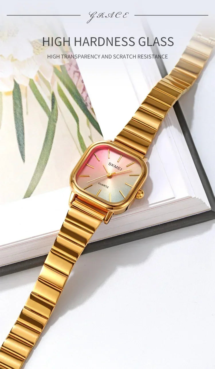 SKMEI 2190 For Ladies Female Girl Women Watches Waterproof Clock reloj mujer Luxury Stainless Steel Strap Quartz Wristwatch