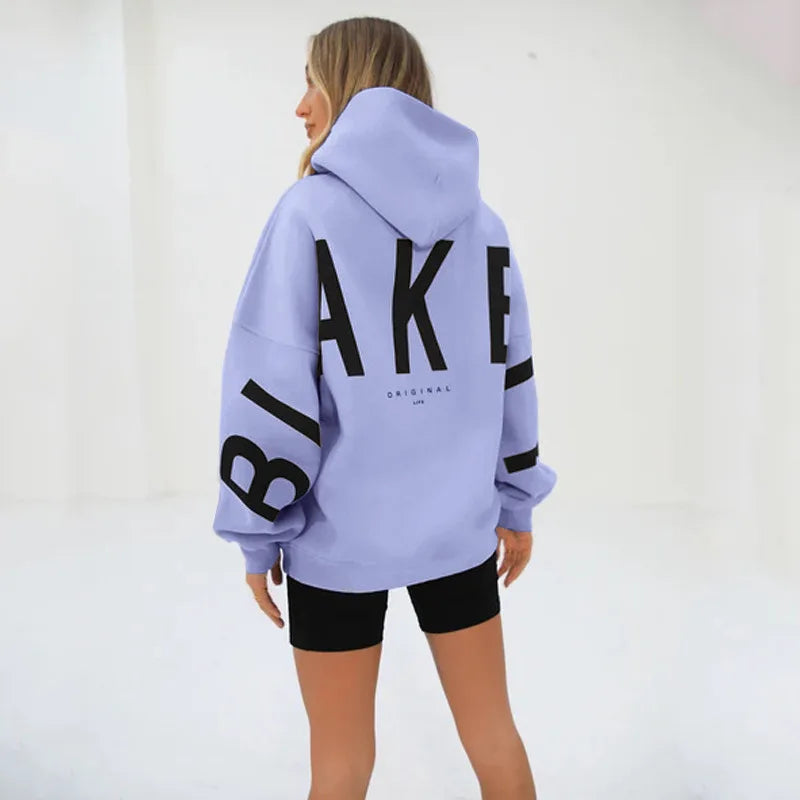 2025 Elegant Women Chic Hoodies Fashion Autumn Winter Fleece Long Sleeve Solid Color Hooded Top Casual Office Lady Sweatshirts