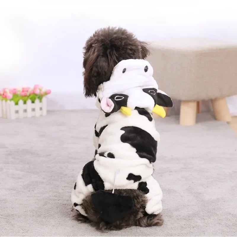 Dog Clothing Autumn Winter Thickened Coral Velvet Thermal Insulation Teddy Puppy Clothes Warm Garment Dinosaur Cream Dress Up