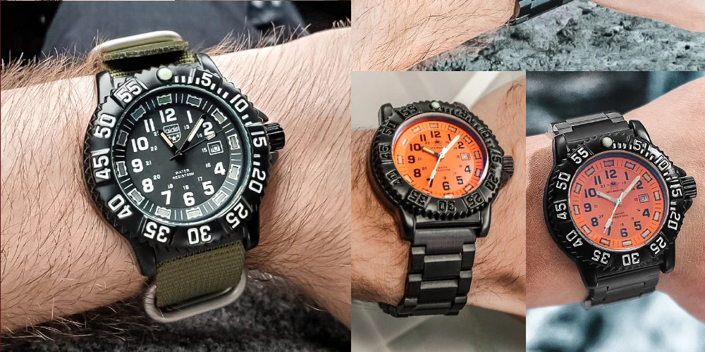 ADDIESDIVE Fashion Orange Dial Quartz Watch Waterproof Super Luminous Wristwatch Stainless Steel Strap Alloy Case Men&