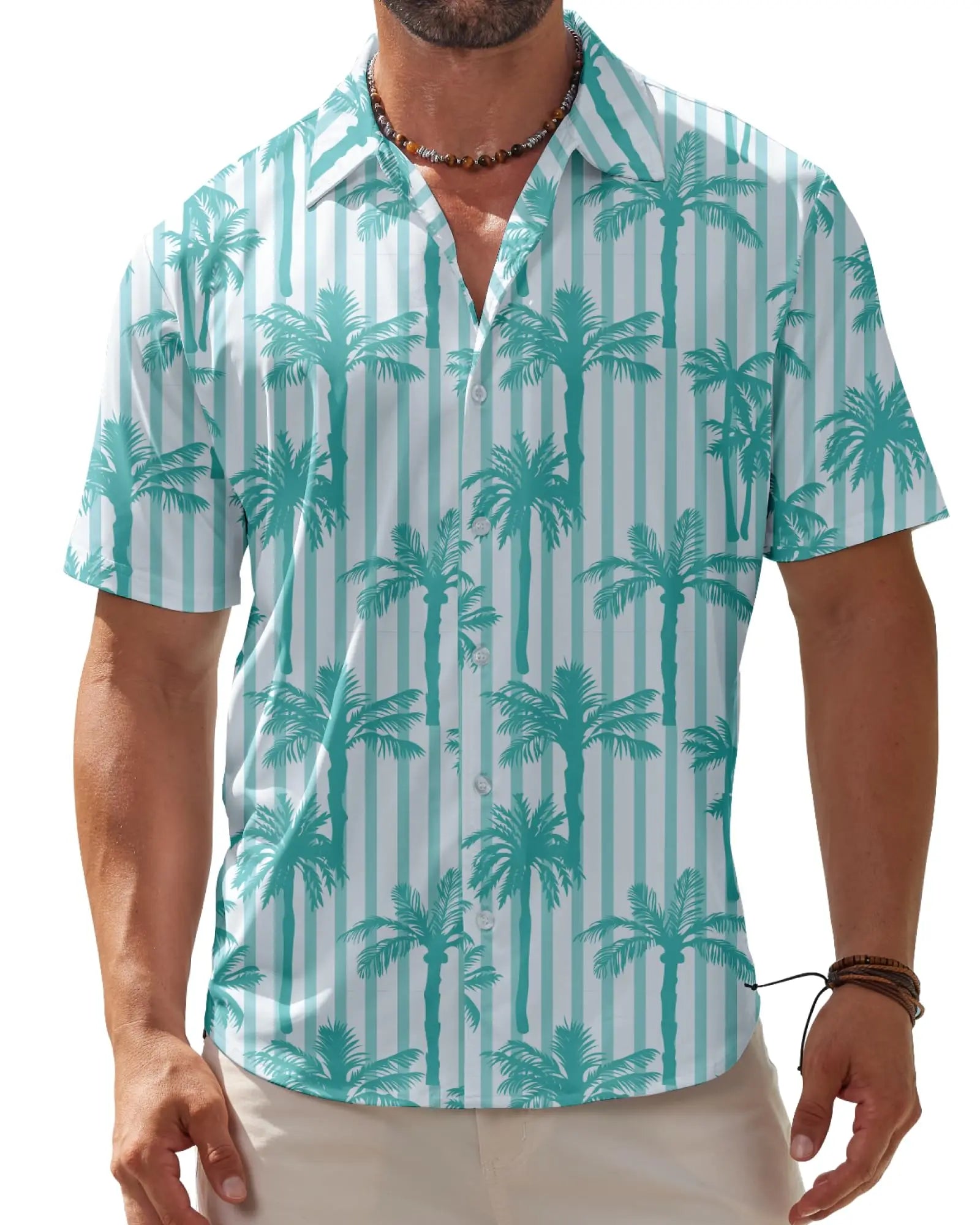 Hawaiian tropical plants 3D Printed Beach Shirt leaf Pattern Shirts Summer Men Clothes Vacation Lapel Blouse Men Tops
