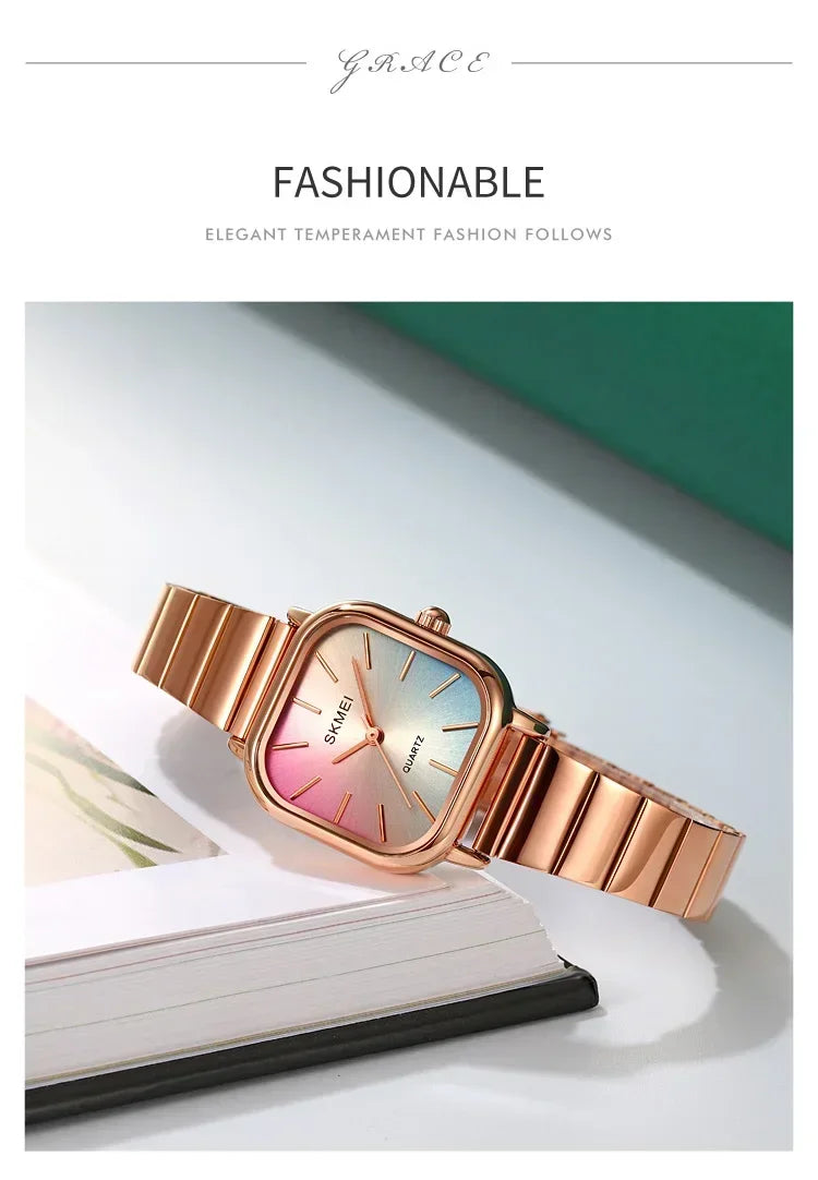 SKMEI 2190 For Ladies Female Girl Women Watches Waterproof Clock reloj mujer Luxury Stainless Steel Strap Quartz Wristwatch