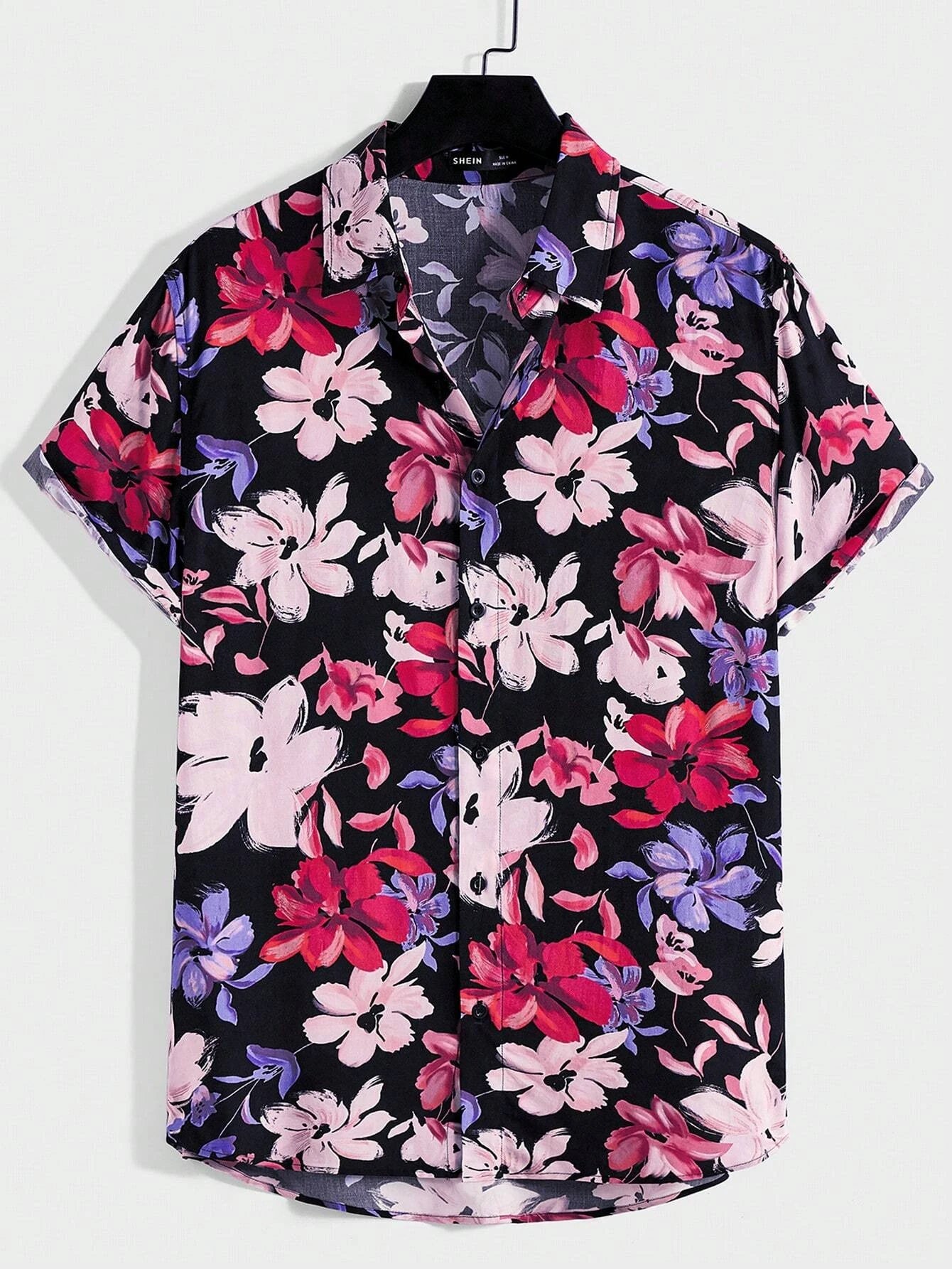 Loose Floral Print Pattern Casual Short Sleeve Shirt Men&