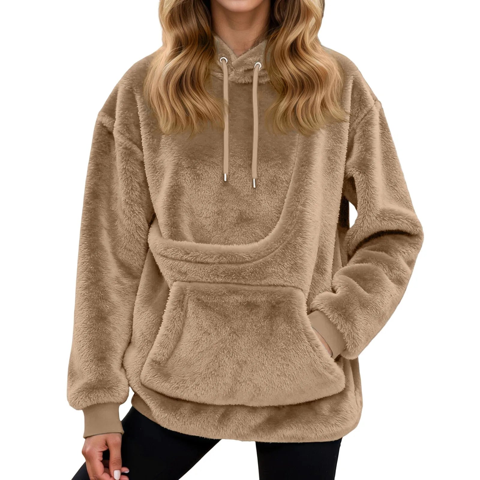 2025 Hot Sale Hoodie Womens Fall And Winter Casual Fleece Solid Color Pet Pocket Hooded Sweatshirt Funny Pullover For Women