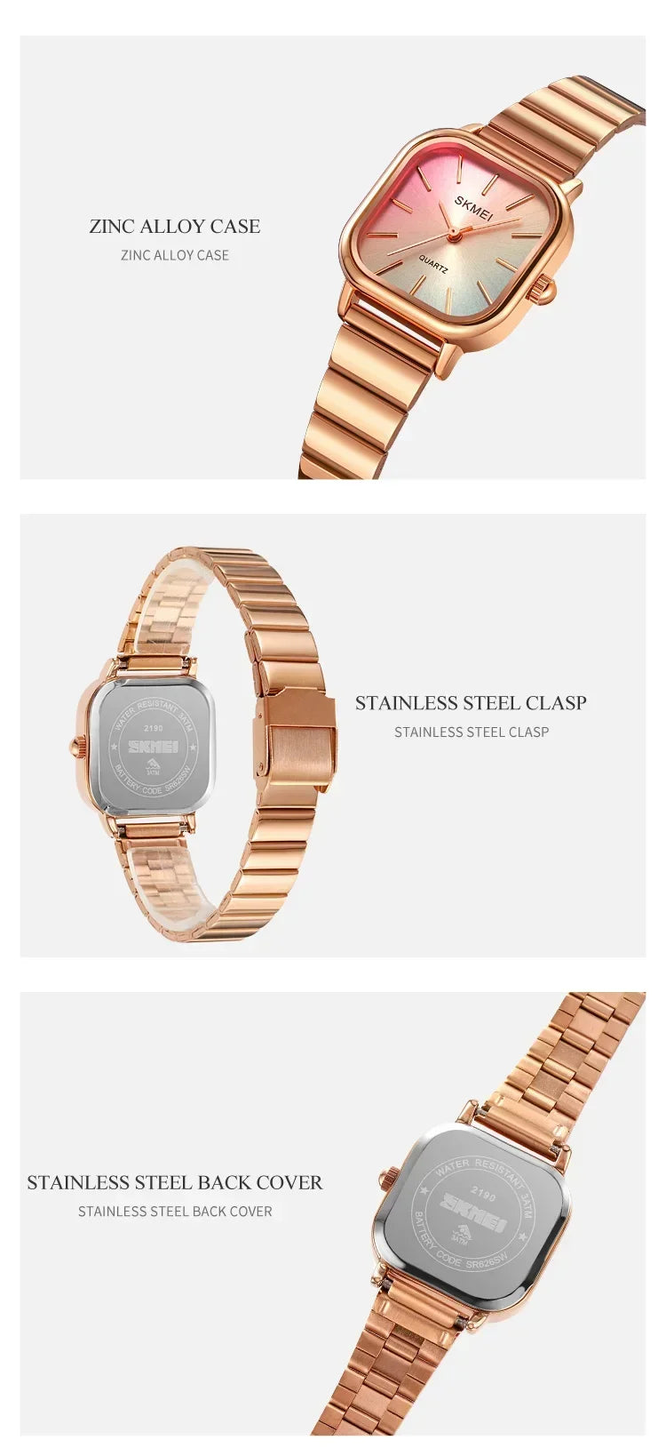 SKMEI 2190 For Ladies Female Girl Women Watches Waterproof Clock reloj mujer Luxury Stainless Steel Strap Quartz Wristwatch