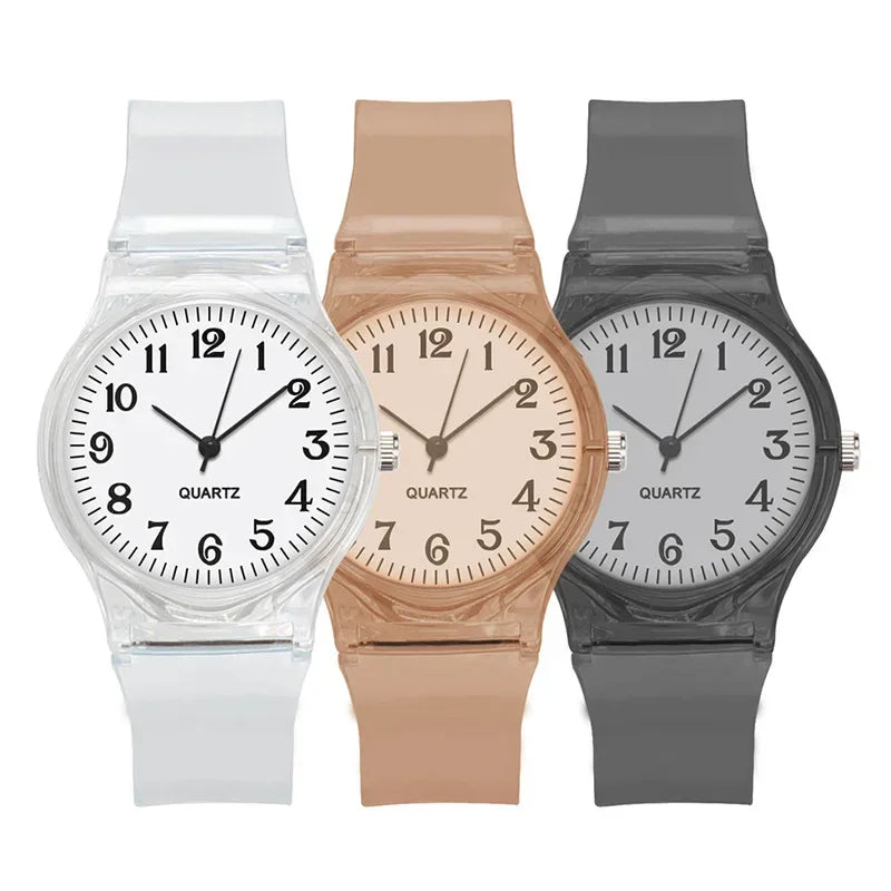 Casual Fashion Women Lady Silicone Jelly Quartz Watch Women Lovely Wristwatch Transparent Summer Candy Color Student Sport Clock