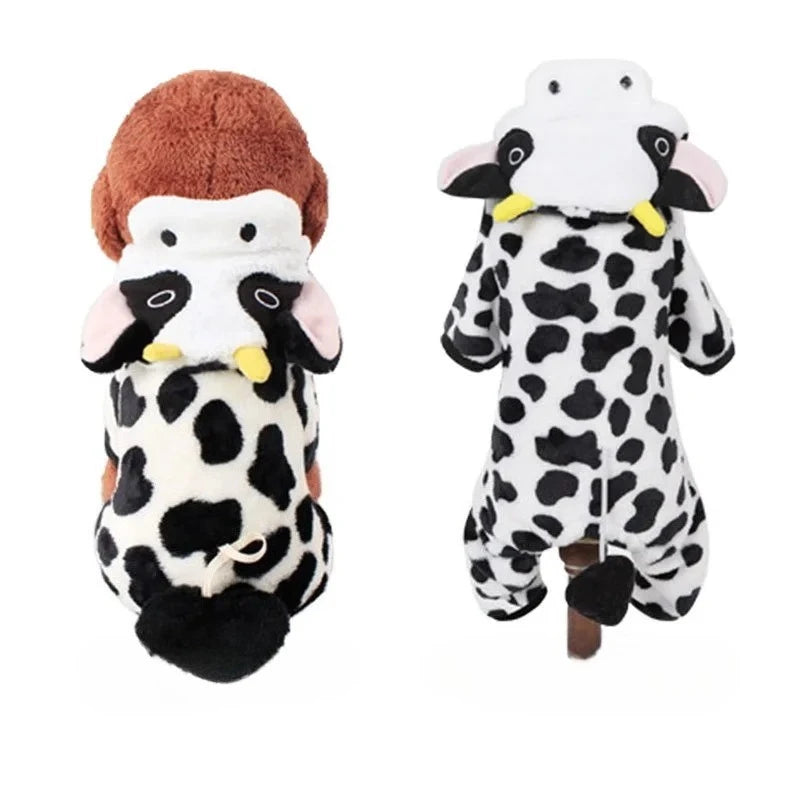 Dog Clothing Autumn Winter Thickened Coral Velvet Thermal Insulation Teddy Puppy Clothes Warm Garment Dinosaur Cream Dress Up