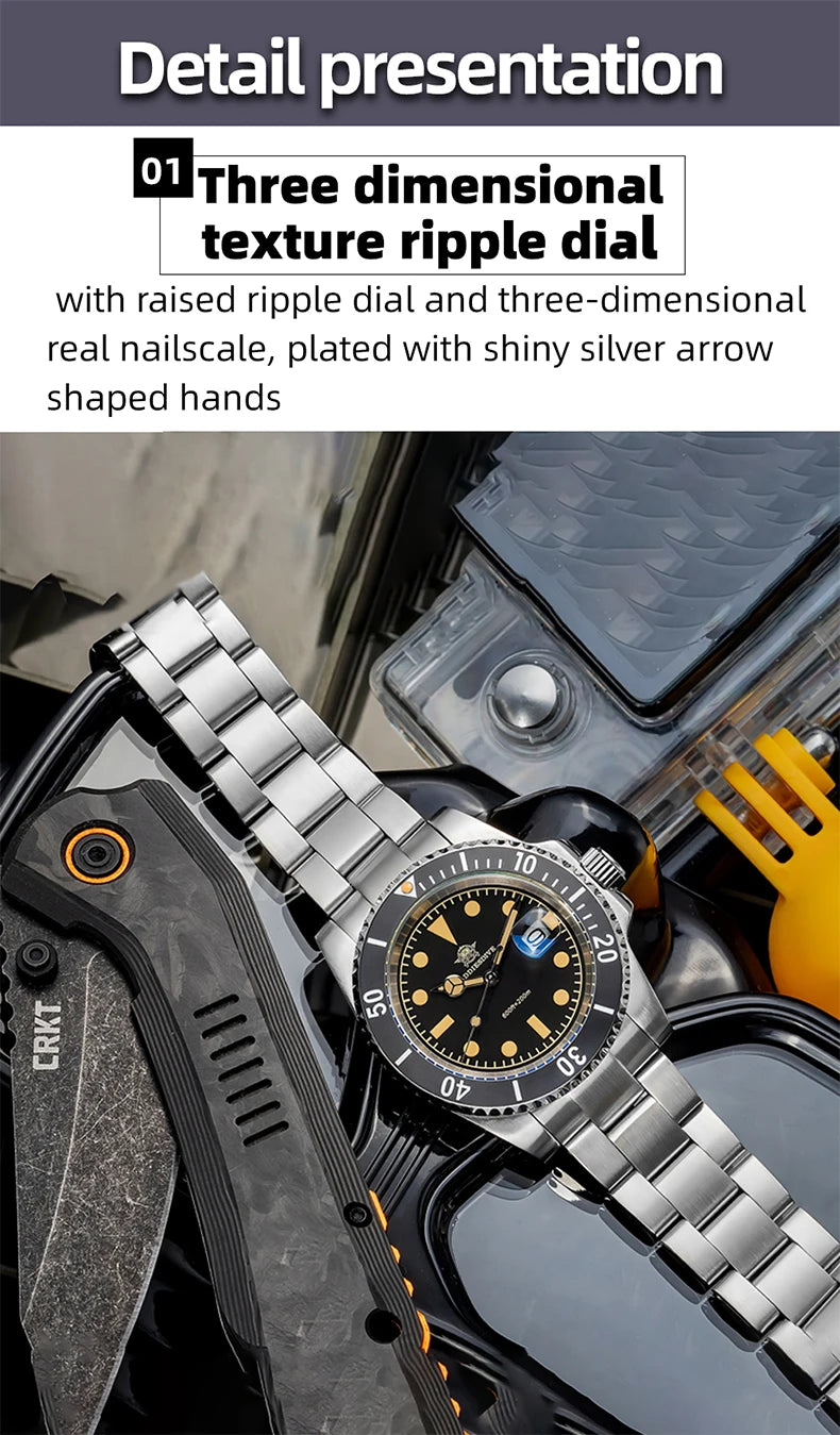 ADDIESDIVE AD2054 Quartz Watch 200M Waterproof Stainless Steel Men&