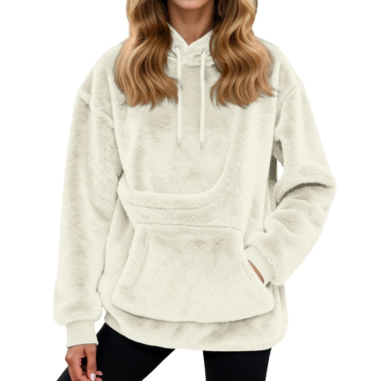 2025 Hot Sale Hoodie Womens Fall And Winter Casual Fleece Solid Color Pet Pocket Hooded Sweatshirt Funny Pullover For Women