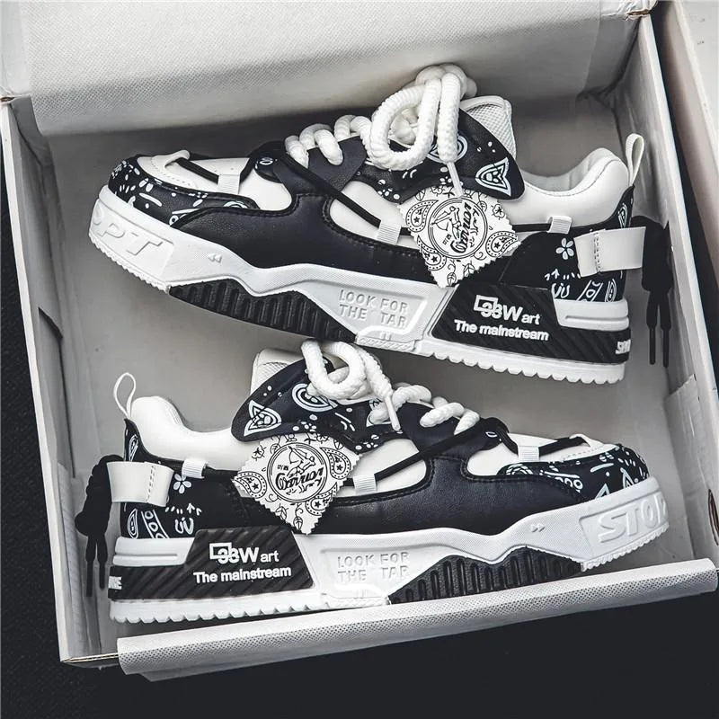 Sneakers for Men Fashion Brand Casual Shoes Youth Student Skateboard Shoes for Men Lace Up Vulcanized Shoes Platform Shoe Tennis