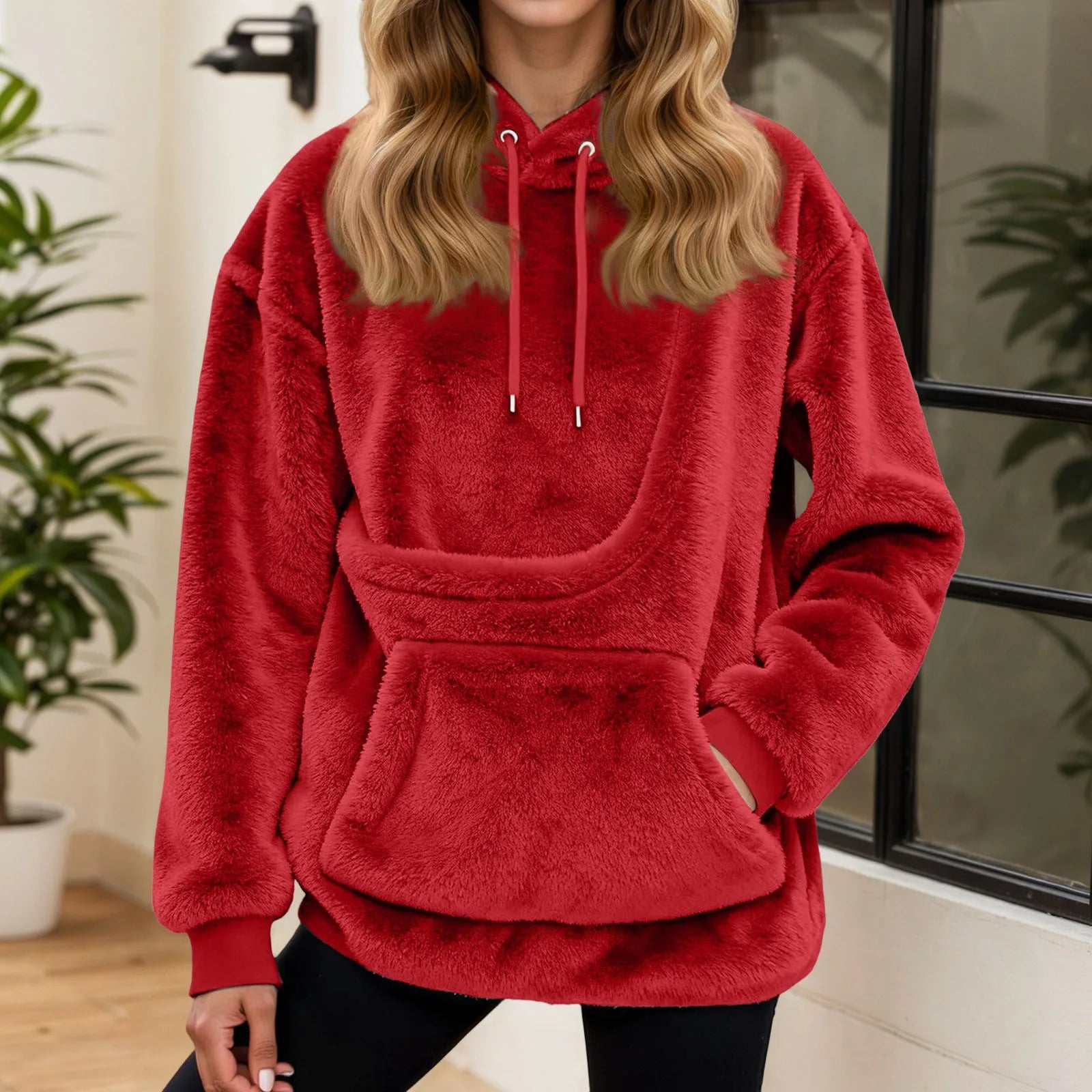 2025 Hot Sale Hoodie Womens Fall And Winter Casual Fleece Solid Color Pet Pocket Hooded Sweatshirt Funny Pullover For Women