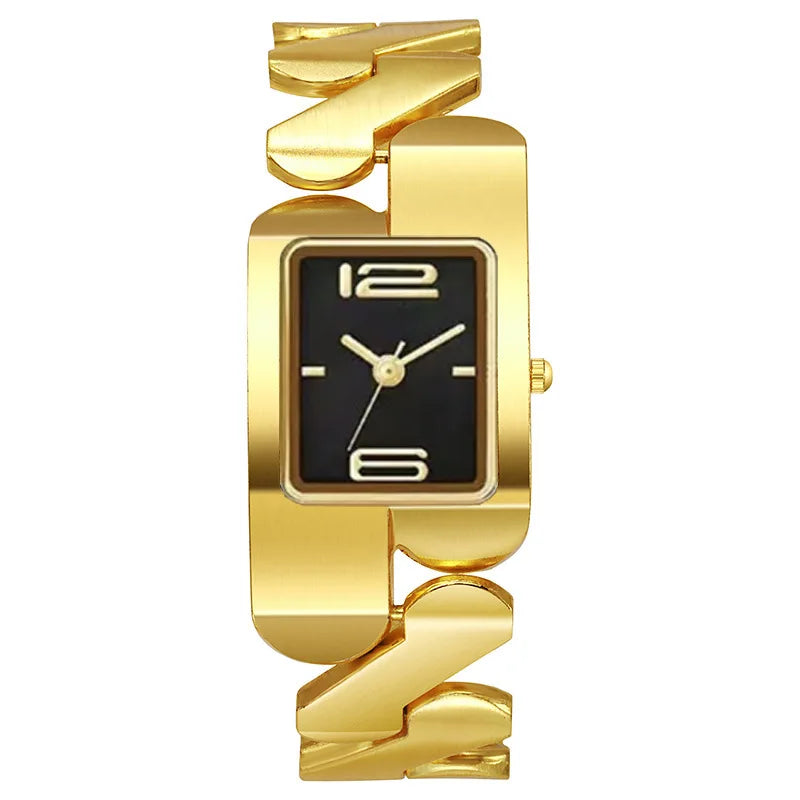 Fashion Leisure Business Watches for women Quartz Women Watch Simple Elegant Square Dial Gold Stainless Steel Strap Waterproof
