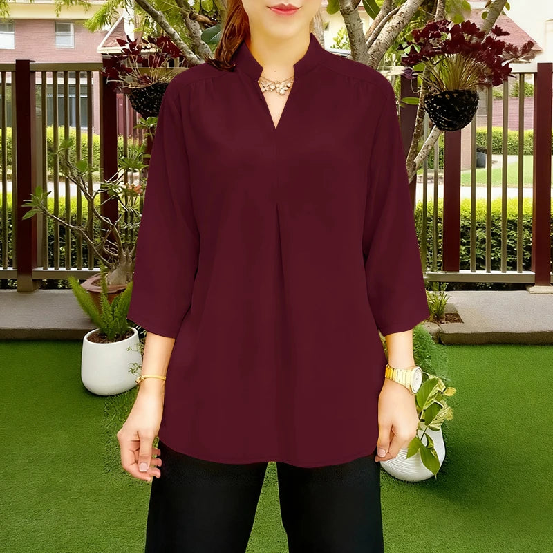2025 ZANZEA Autumn V Neck Long Sleeve Tops Women Blouse Casual Solid Loose Shirt Elegant OL Work Shirts Oversize Female Chemise
