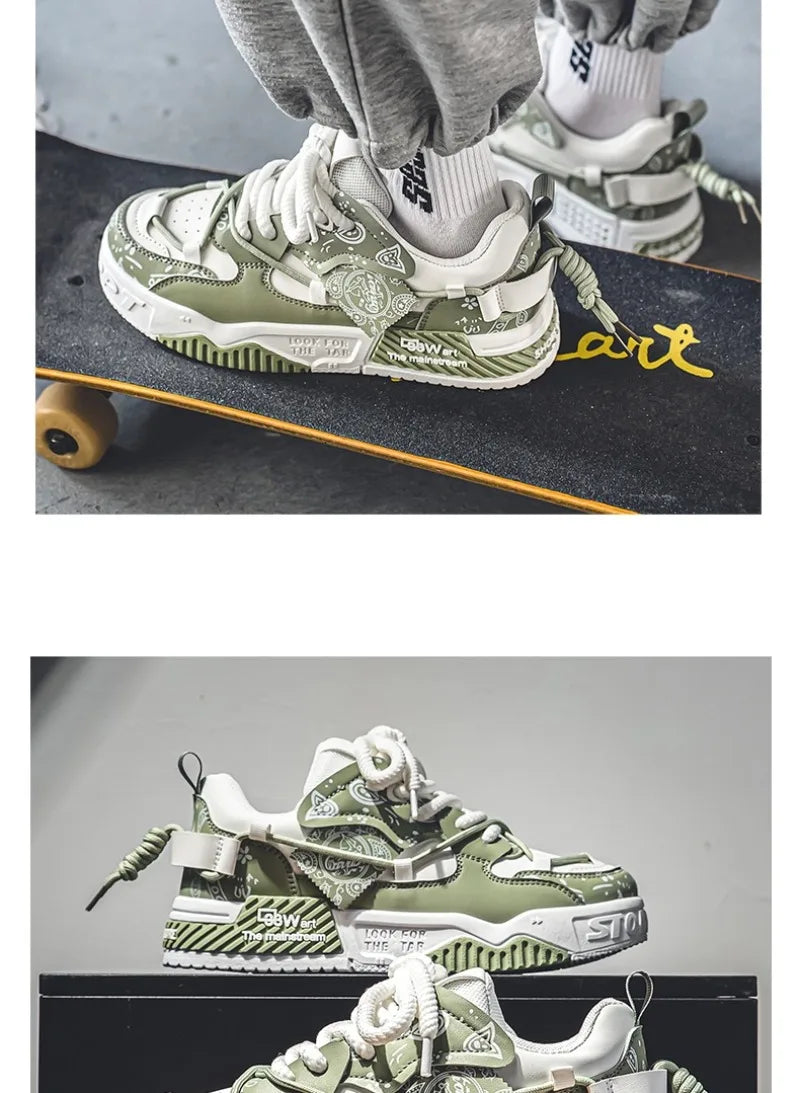 Sneakers for Men Fashion Brand Casual Shoes Youth Student Skateboard Shoes for Men Lace Up Vulcanized Shoes Platform Shoe Tennis