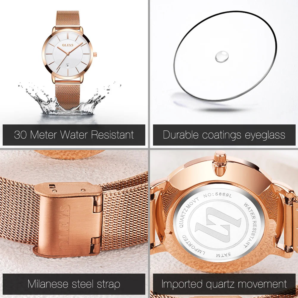 OLEVS Watches For Women Quartz Waterproof Watch Luxury Lady&