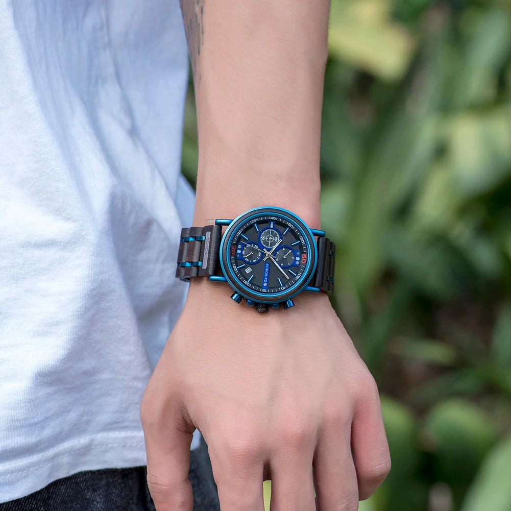 reloj hombre BOBO BIRD New Wooden Watch Men Top Brand Luxury Chronograph Military Quartz Watches for Man Dropshipping Customized