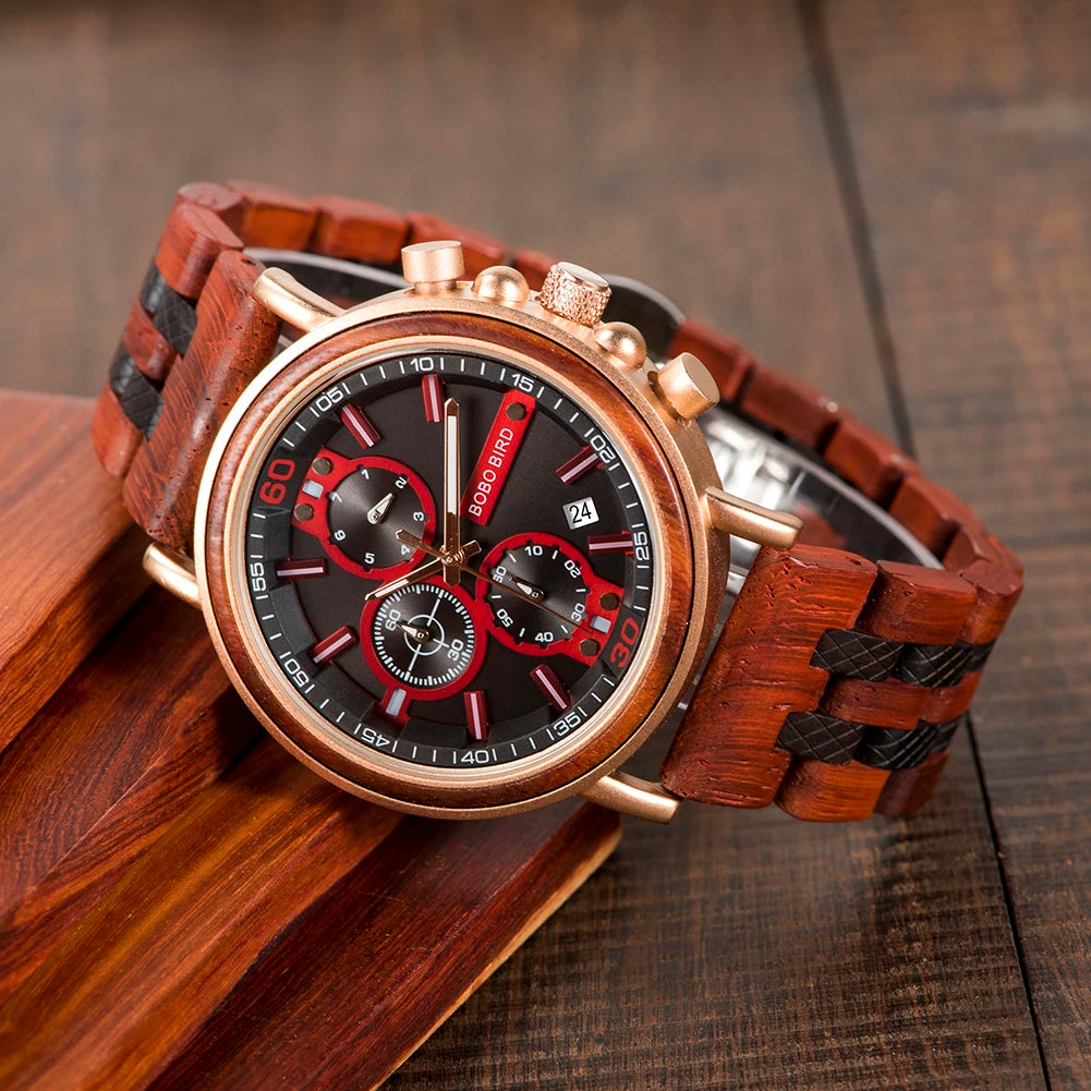 reloj hombre BOBO BIRD New Wooden Watch Men Top Brand Luxury Chronograph Military Quartz Watches for Man Dropshipping Customized