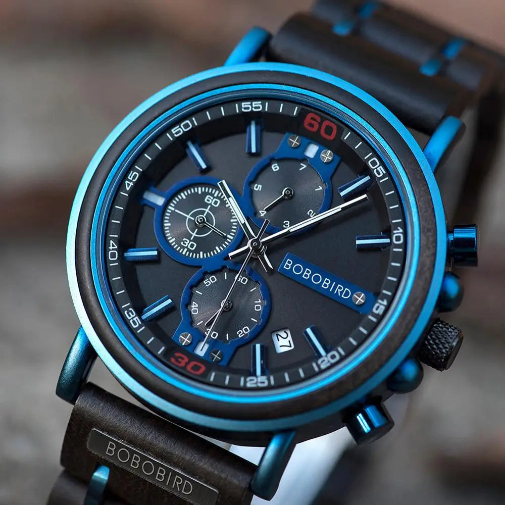 reloj hombre BOBO BIRD New Wooden Watch Men Top Brand Luxury Chronograph Military Quartz Watches for Man Dropshipping Customized