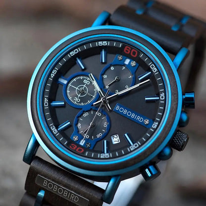 reloj hombre BOBO BIRD New Wooden Watch Men Top Brand Luxury Chronograph Military Quartz Watches for Man Dropshipping Customized