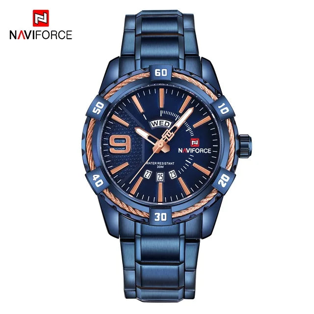 NAVIFORCE Military Golden Watch for Men Top Luxury Brand Wristwatch Waterproof Mens Stainless Steel Sport Watches Male Clock