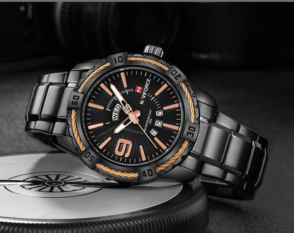 NAVIFORCE Military Golden Watch for Men Top Luxury Brand Wristwatch Waterproof Mens Stainless Steel Sport Watches Male Clock