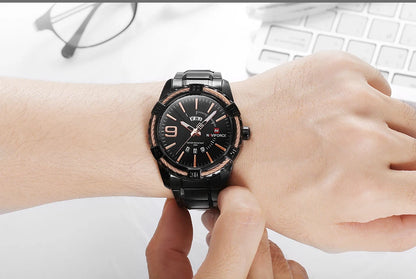 NAVIFORCE Military Golden Watch for Men Top Luxury Brand Wristwatch Waterproof Mens Stainless Steel Sport Watches Male Clock