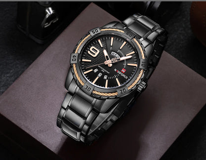 NAVIFORCE Military Golden Watch for Men Top Luxury Brand Wristwatch Waterproof Mens Stainless Steel Sport Watches Male Clock