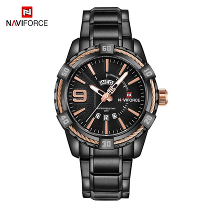 NAVIFORCE Military Golden Watch for Men Top Luxury Brand Wristwatch Waterproof Mens Stainless Steel Sport Watches Male Clock