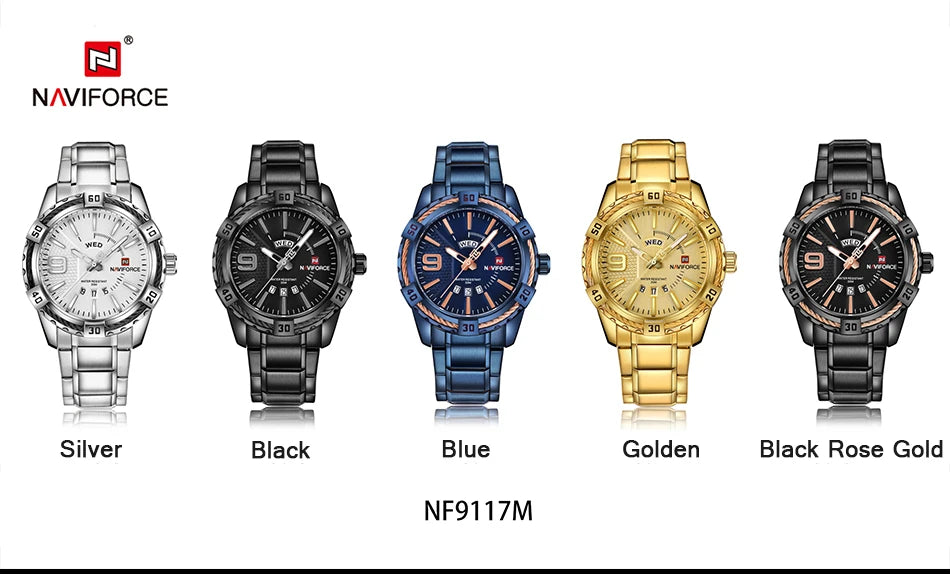 NAVIFORCE Military Golden Watch for Men Top Luxury Brand Wristwatch Waterproof Mens Stainless Steel Sport Watches Male Clock