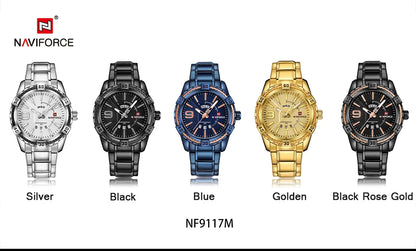 NAVIFORCE Military Golden Watch for Men Top Luxury Brand Wristwatch Waterproof Mens Stainless Steel Sport Watches Male Clock
