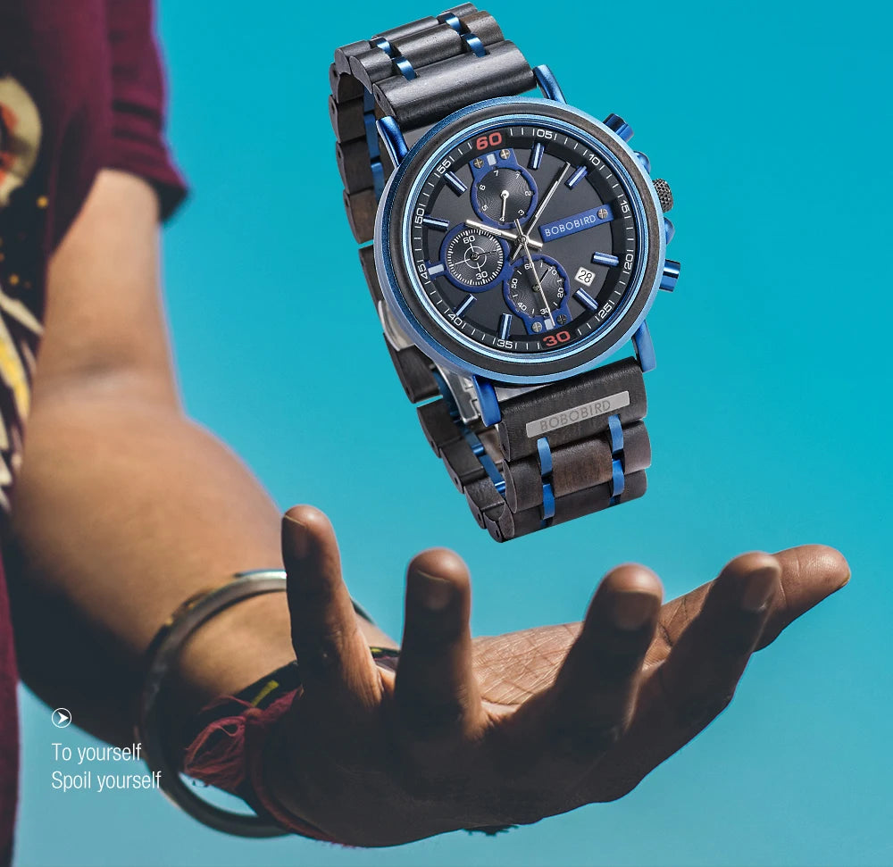 reloj hombre BOBO BIRD New Wooden Watch Men Top Brand Luxury Chronograph Military Quartz Watches for Man Dropshipping Customized