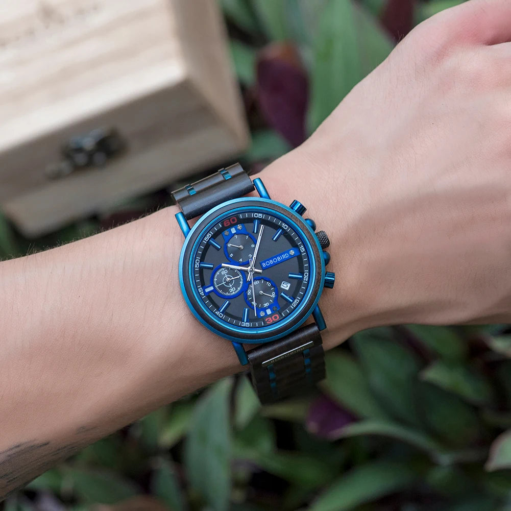 reloj hombre BOBO BIRD New Wooden Watch Men Top Brand Luxury Chronograph Military Quartz Watches for Man Dropshipping Customized