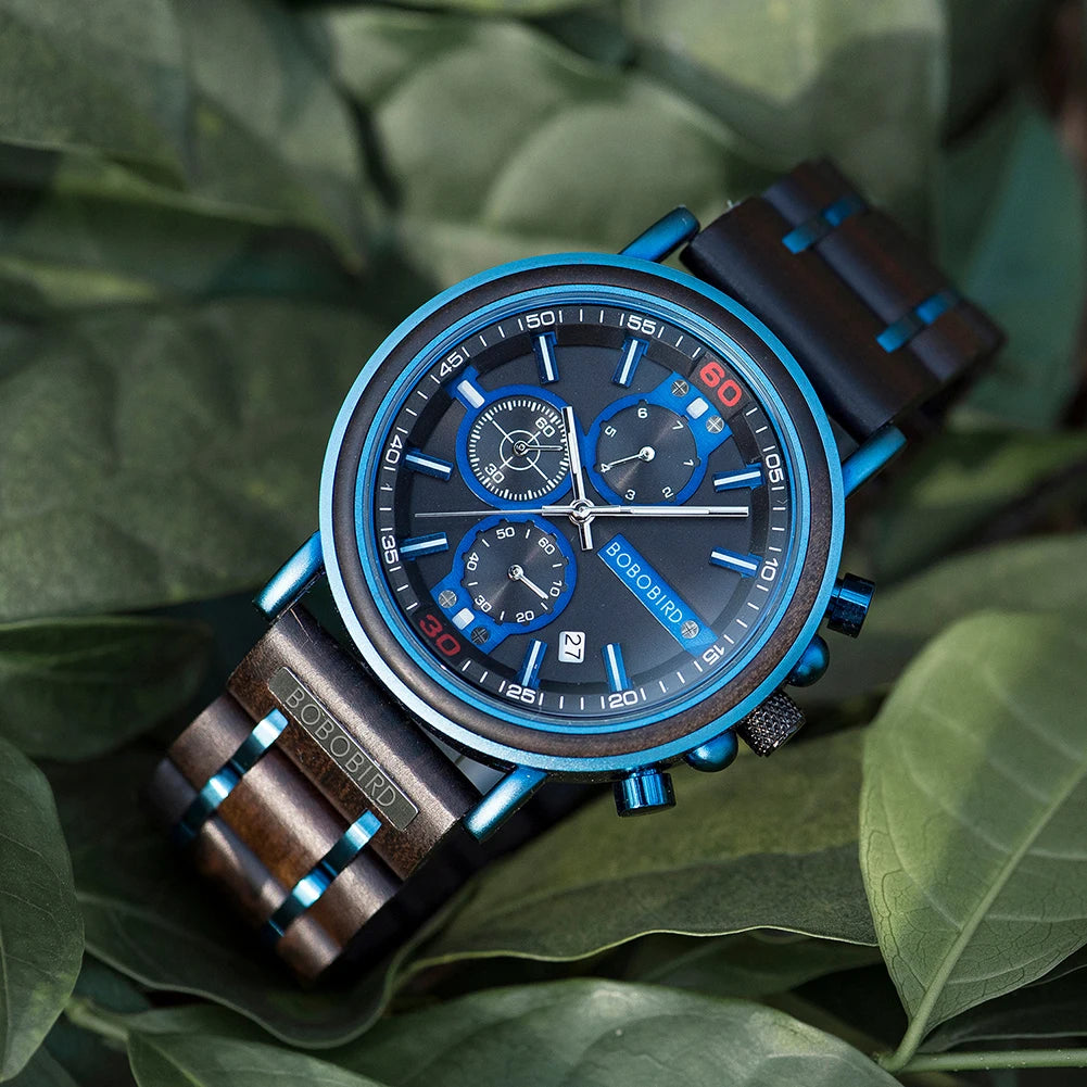 reloj hombre BOBO BIRD New Wooden Watch Men Top Brand Luxury Chronograph Military Quartz Watches for Man Dropshipping Customized
