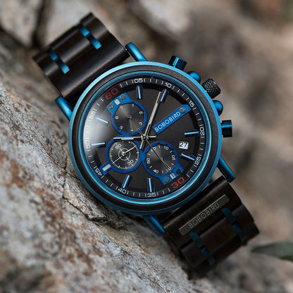 reloj hombre BOBO BIRD New Wooden Watch Men Top Brand Luxury Chronograph Military Quartz Watches for Man Dropshipping Customized