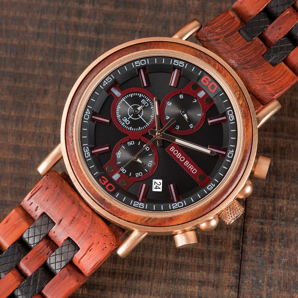 reloj hombre BOBO BIRD New Wooden Watch Men Top Brand Luxury Chronograph Military Quartz Watches for Man Dropshipping Customized